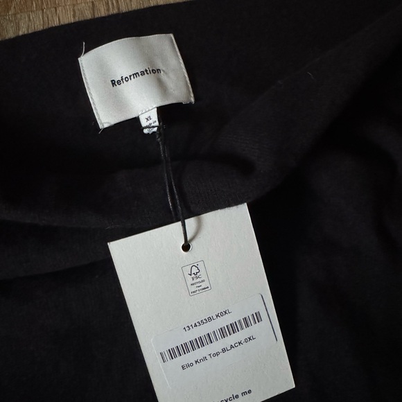 Reformation NWT Black Knit Top Size XL - Picture 4 of 5